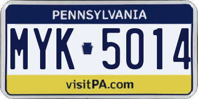 PA license plate MYK5014