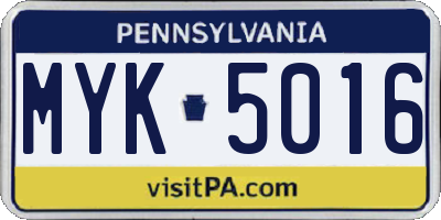 PA license plate MYK5016