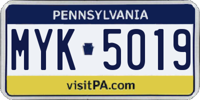 PA license plate MYK5019