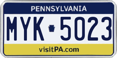 PA license plate MYK5023