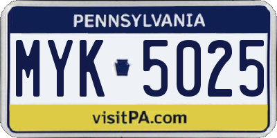 PA license plate MYK5025