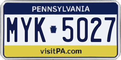 PA license plate MYK5027