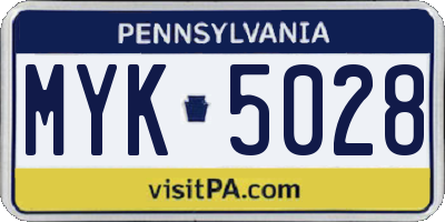PA license plate MYK5028