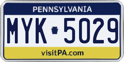 PA license plate MYK5029