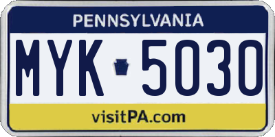 PA license plate MYK5030