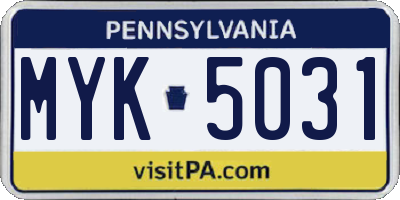 PA license plate MYK5031