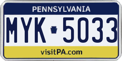 PA license plate MYK5033