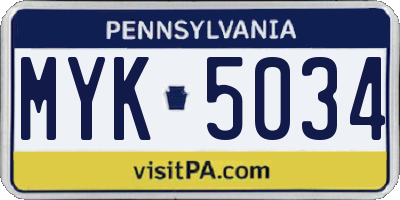 PA license plate MYK5034