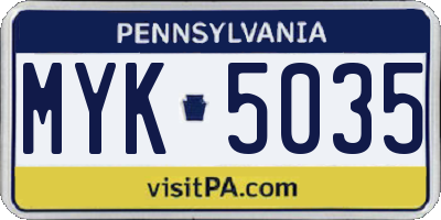 PA license plate MYK5035