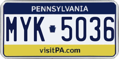 PA license plate MYK5036