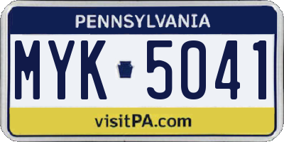 PA license plate MYK5041