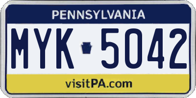 PA license plate MYK5042