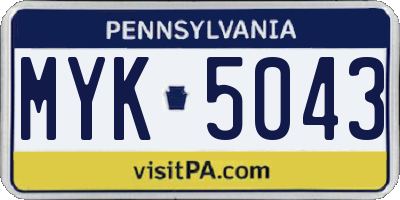 PA license plate MYK5043