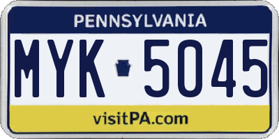 PA license plate MYK5045
