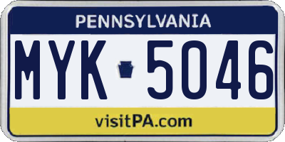 PA license plate MYK5046