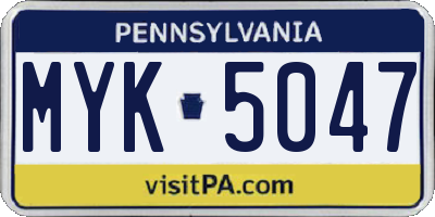 PA license plate MYK5047