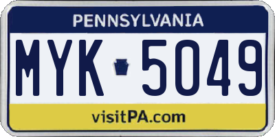 PA license plate MYK5049