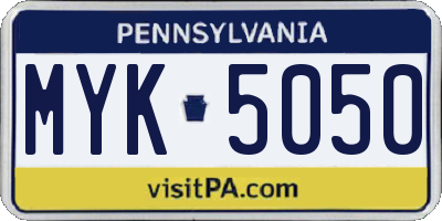 PA license plate MYK5050