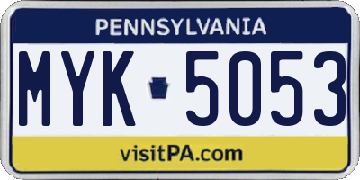 PA license plate MYK5053
