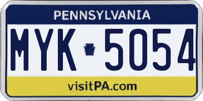 PA license plate MYK5054