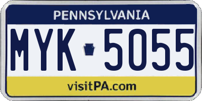 PA license plate MYK5055