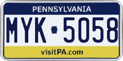 PA license plate MYK5058