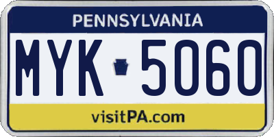 PA license plate MYK5060