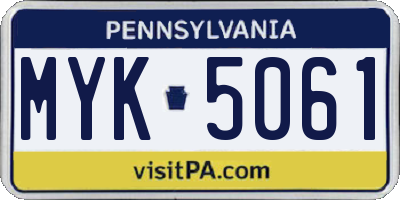 PA license plate MYK5061