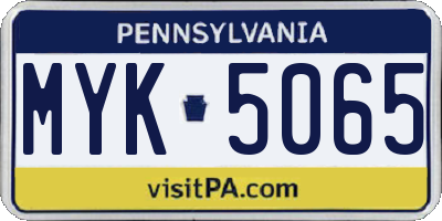 PA license plate MYK5065