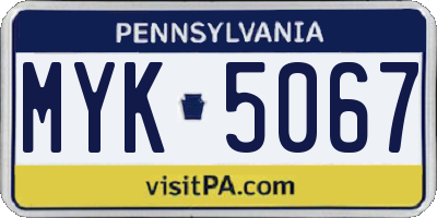 PA license plate MYK5067