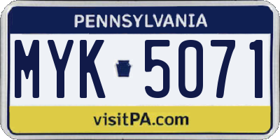 PA license plate MYK5071