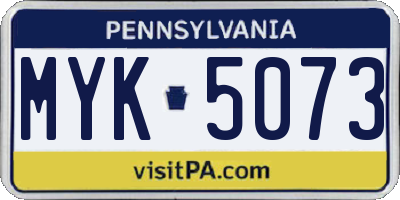 PA license plate MYK5073