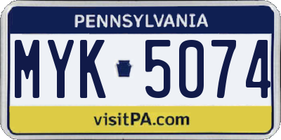 PA license plate MYK5074