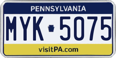 PA license plate MYK5075