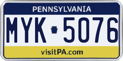 PA license plate MYK5076