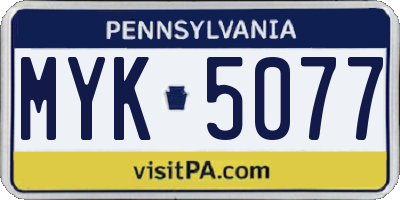 PA license plate MYK5077
