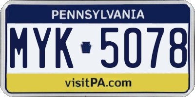 PA license plate MYK5078
