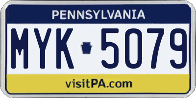 PA license plate MYK5079