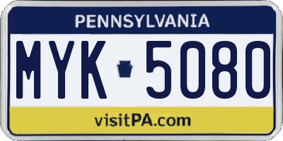 PA license plate MYK5080