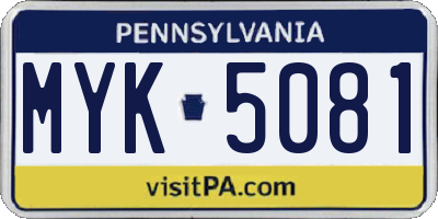 PA license plate MYK5081