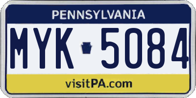 PA license plate MYK5084