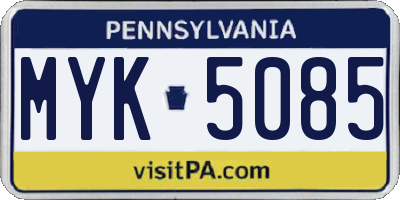 PA license plate MYK5085