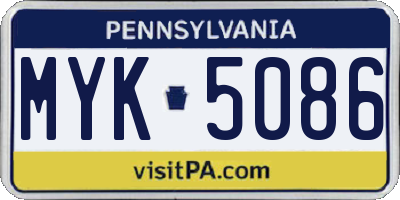 PA license plate MYK5086