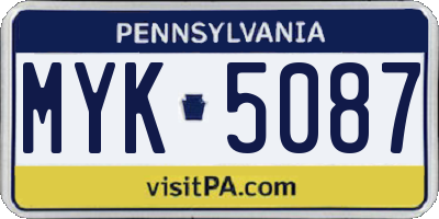 PA license plate MYK5087