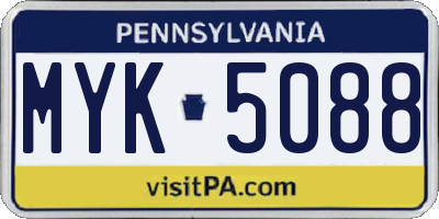 PA license plate MYK5088