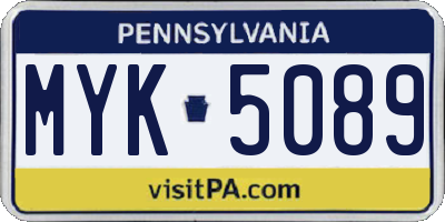 PA license plate MYK5089
