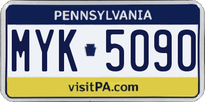 PA license plate MYK5090