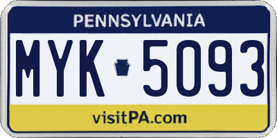 PA license plate MYK5093