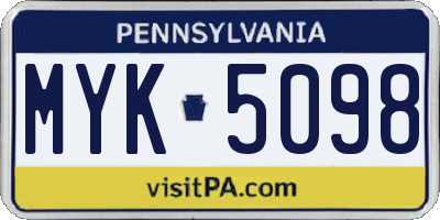 PA license plate MYK5098