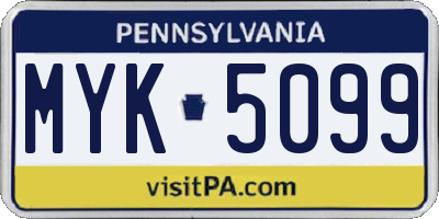 PA license plate MYK5099